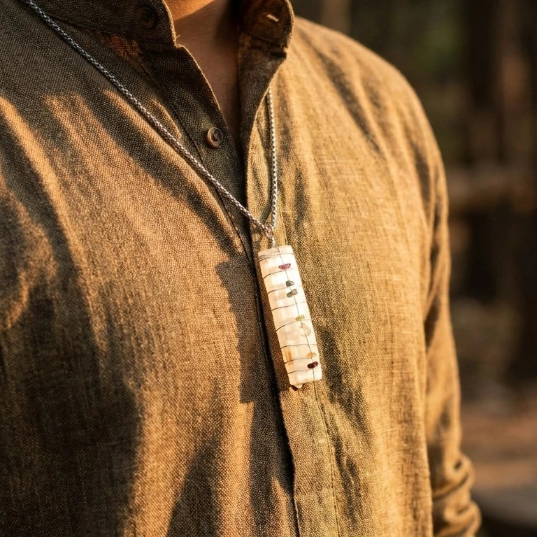 7 Chakra Stone Pendant with Selenite Plate