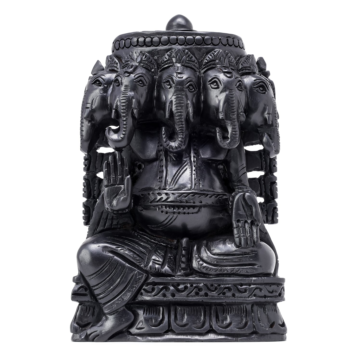 Divine Hindu Lord Panchamukhi Ganesh Karungali Idol – Ebony Wood