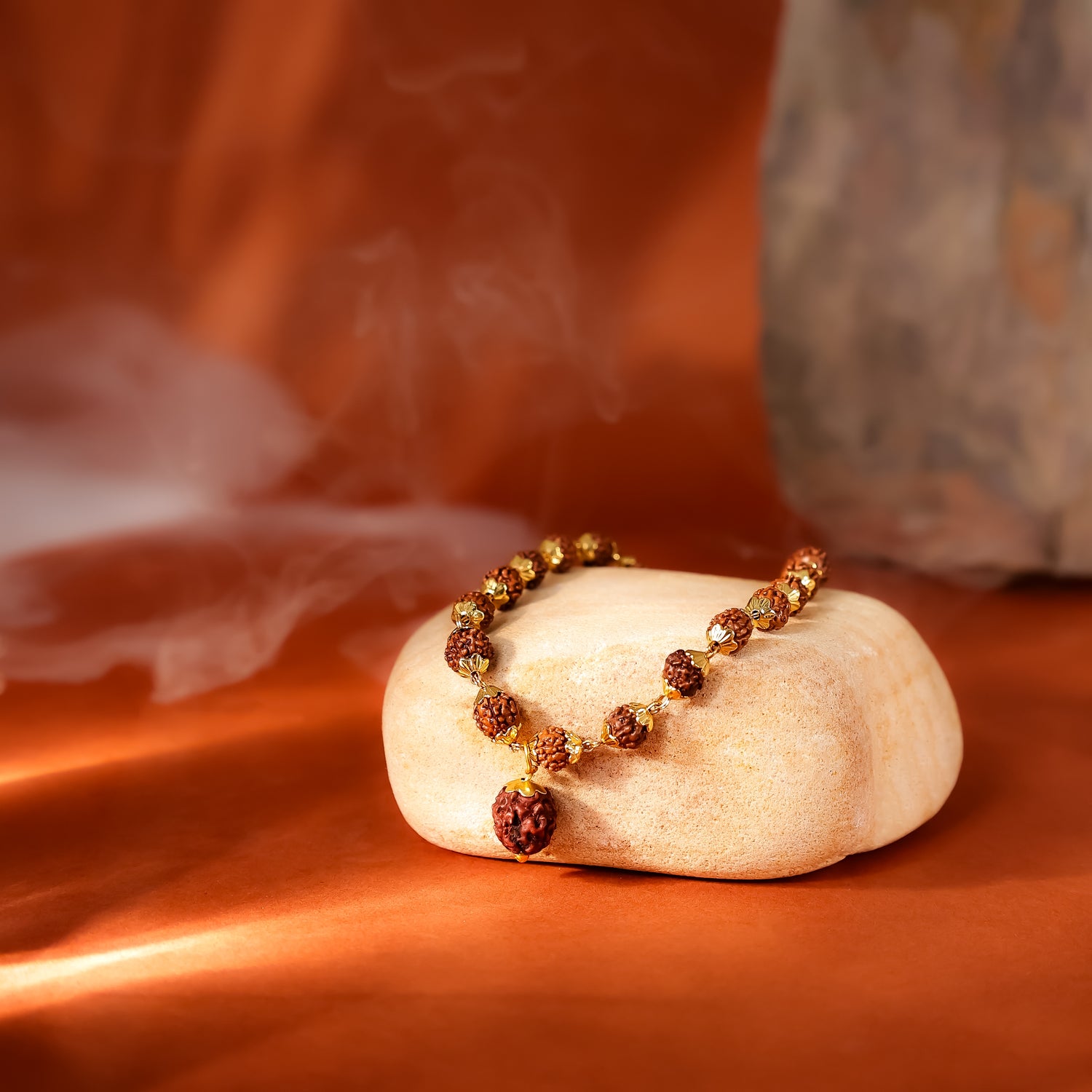 Golden Cap 5-Mukhi Rudraksha – Lab Certified