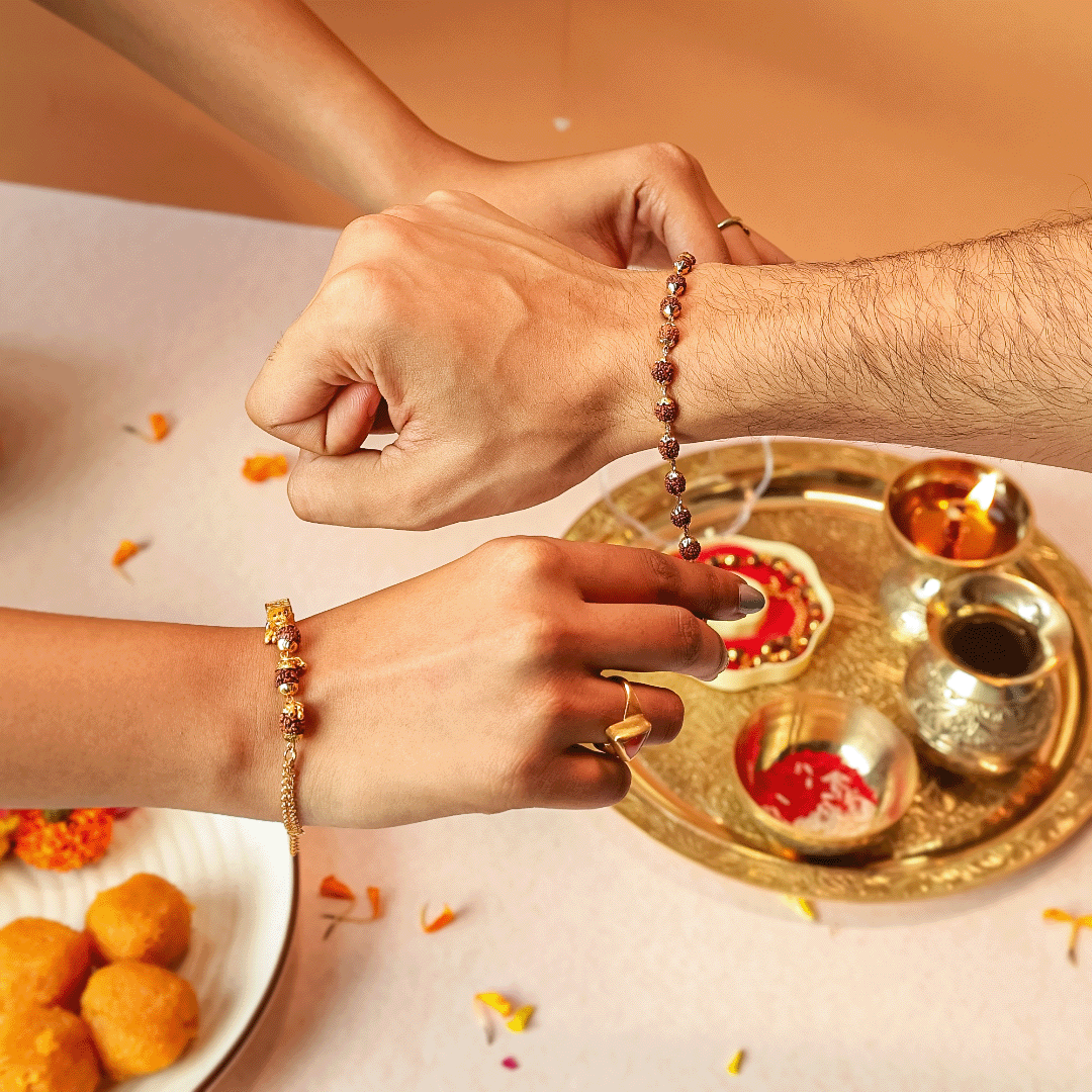 Gold Cap 5 Mukhi Rudraksha Bracelet